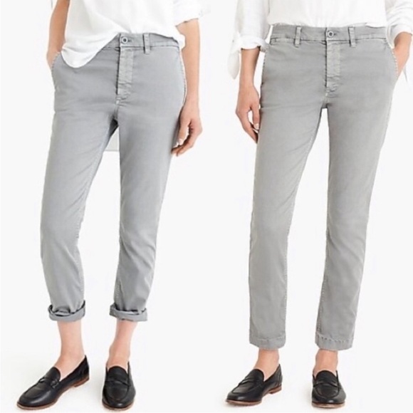 NWT J. Crew Pant Trouser High Rise Slim Boyfriend Broken In Chino Grey Slate 28 - Picture 1 of 16